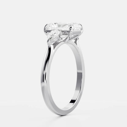 Stunning 1.0-2.0 CT Radiant Moissanite Engagement Ring with Three Stone Design