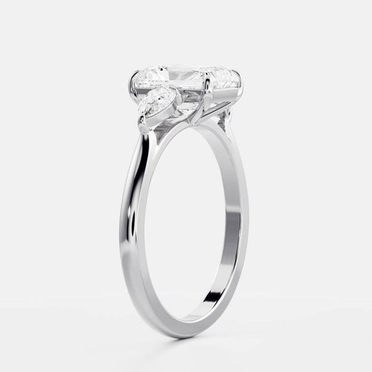 Stunning 1.0-2.0 CT Radiant Moissanite Engagement Ring with Three Stone Design