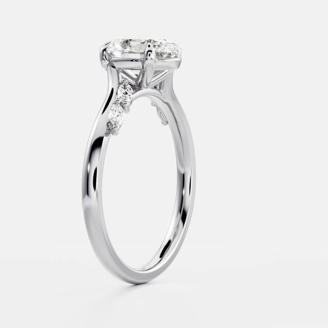 Marquise Cut Cluster Styled Lab Grown Diamond Engagement Ring