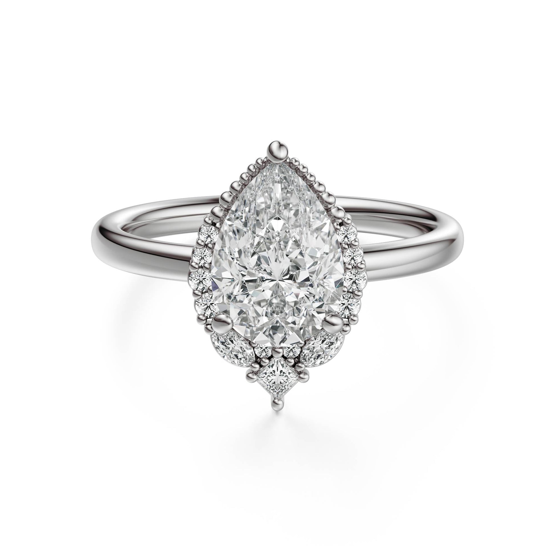 Marquise Shaped Three Stone Lab Grown Diamond Engagement Ring