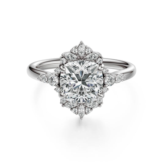 Marquise Shaped Three Stone Lab Grown Diamond Engagement Ring