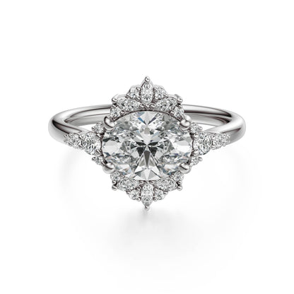 Marquise Shaped Three Stone Lab Grown Diamond Engagement Ring