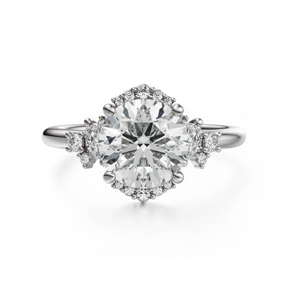 Marquise Shaped Three Stone Lab Grown Diamond Engagement Ring