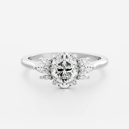 Stunning 1.0-2.0 CT Oval Moissanite Engagement Ring with Cluster Design