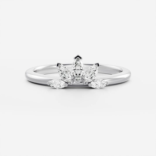 Stunning 0.10 CT Round Moissanite Stones Crown Wedding Bands