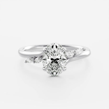 Stunning 1.0-2.0 CT Oval Moissanite Engagement Ring with Cluster Design
