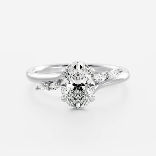 Stunning 1.0-2.0 CT Oval Moissanite Engagement Ring with Cluster Design