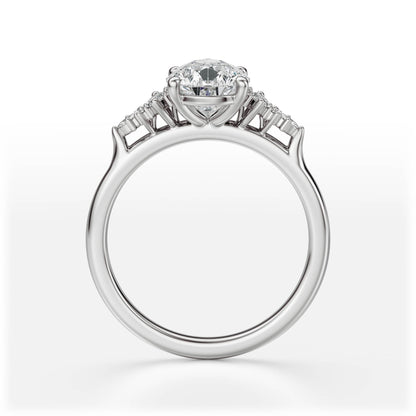 Marquise Shaped Three Stone Lab Grown Diamond Engagement Ring