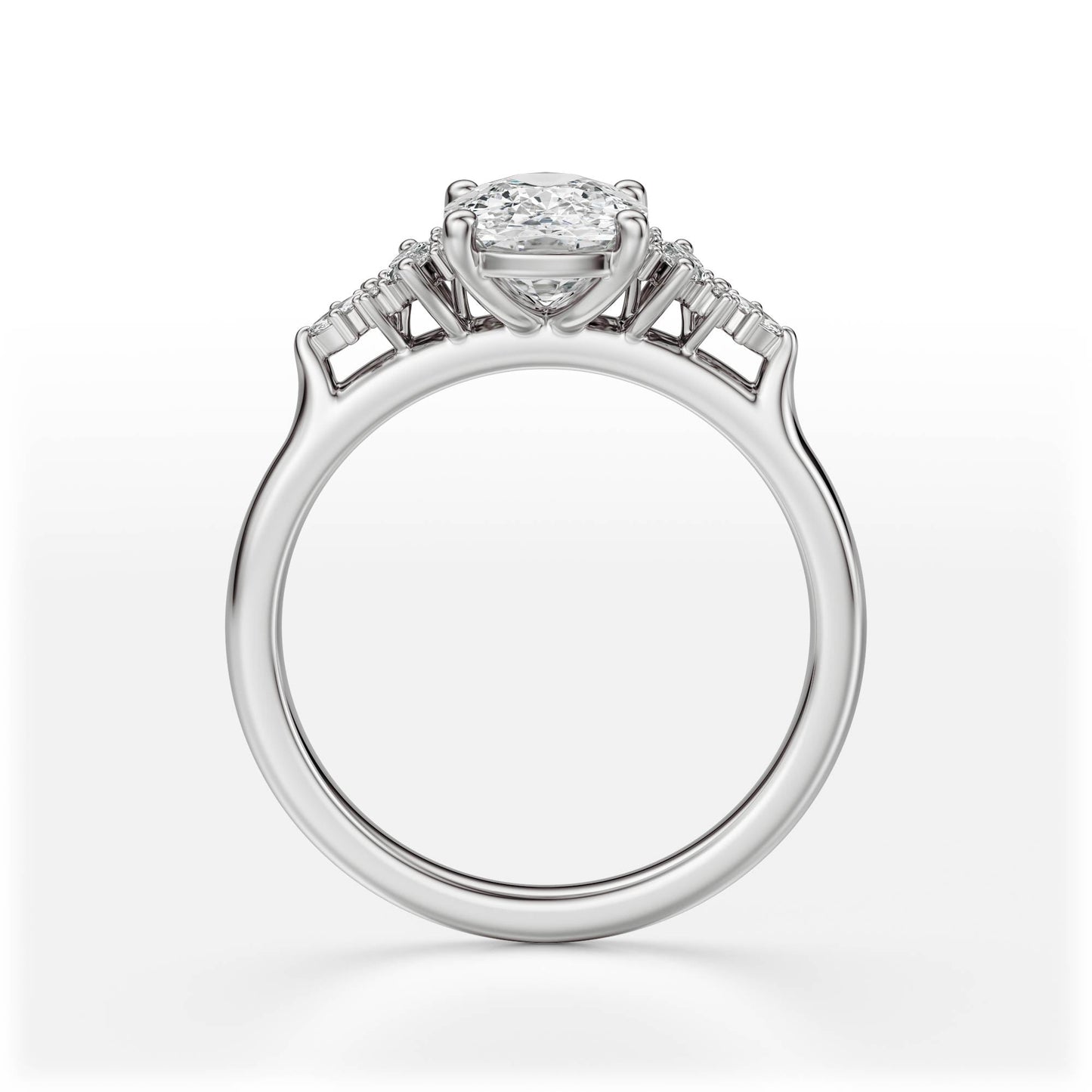 Marquise Shaped Three Stone Lab Grown Diamond Engagement Ring