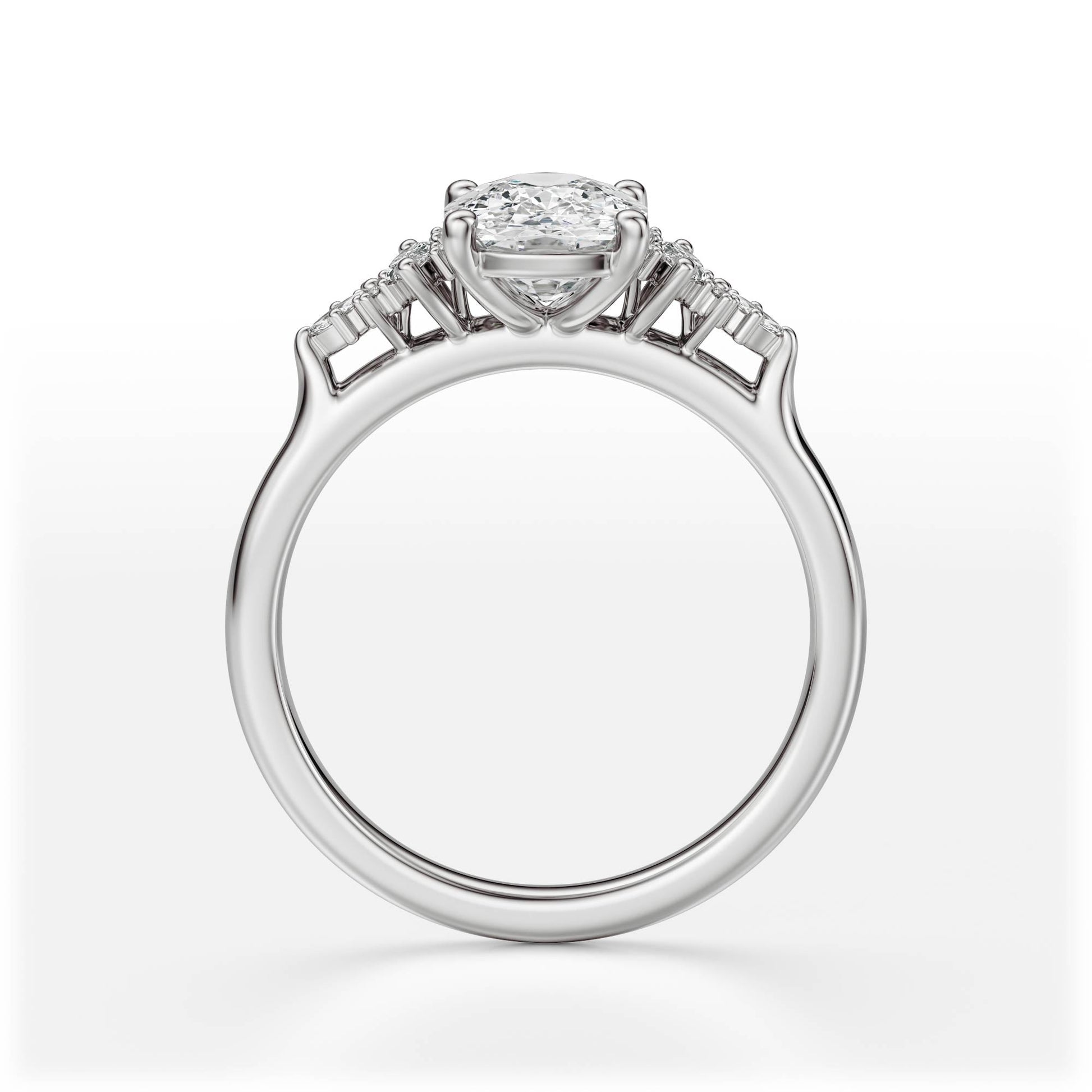 Marquise Shaped Three Stone Lab Grown Diamond Engagement Ring