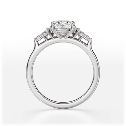 Marquise Shaped Three Stone Lab Grown Diamond Engagement Ring