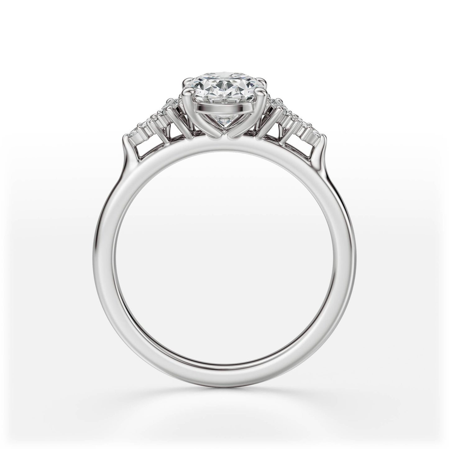 Marquise Shaped Three Stone Lab Grown Diamond Engagement Ring