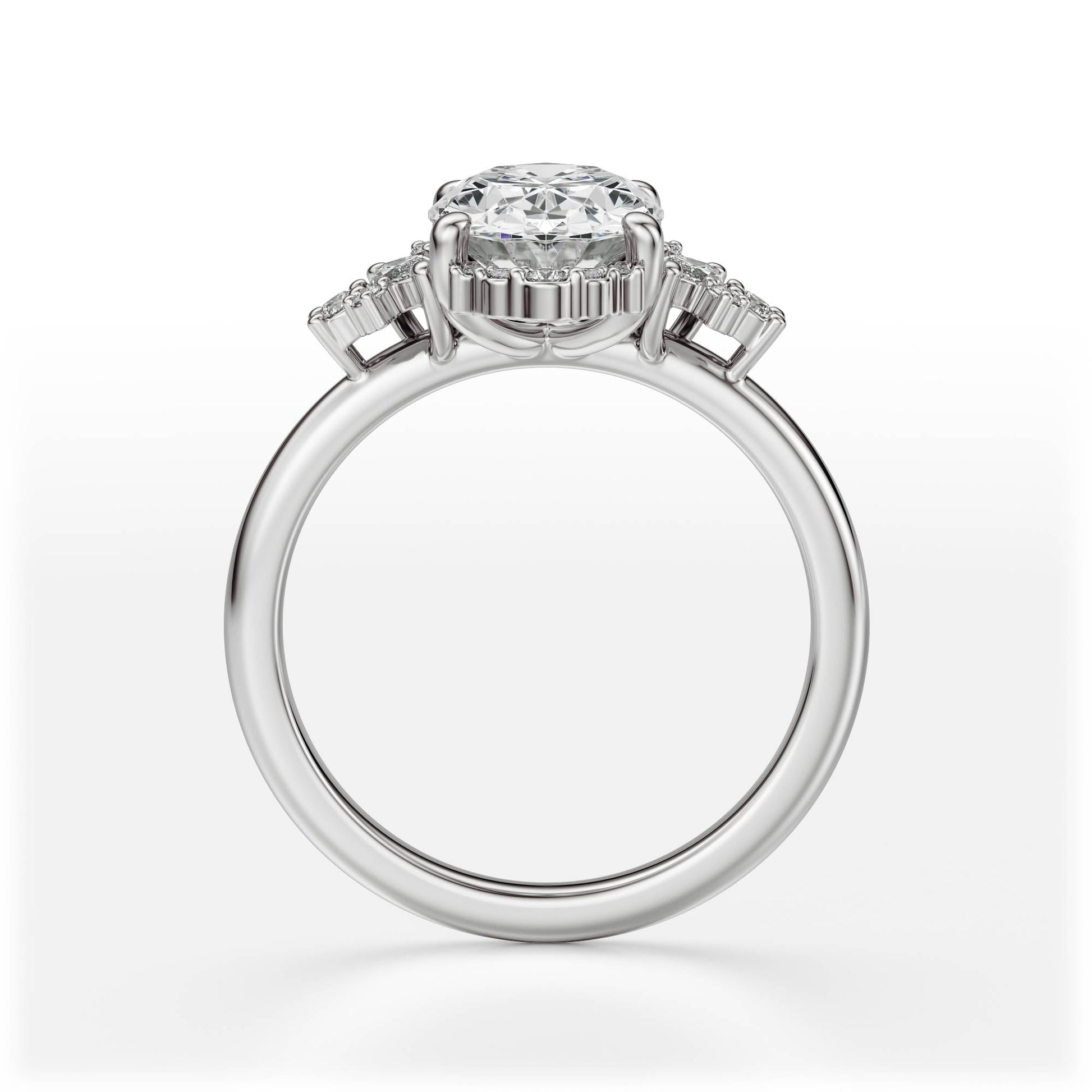 Marquise Shaped Three Stone Lab Grown Diamond Engagement Ring
