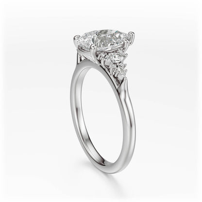 Marquise Shaped Three Stone Lab Grown Diamond Engagement Ring