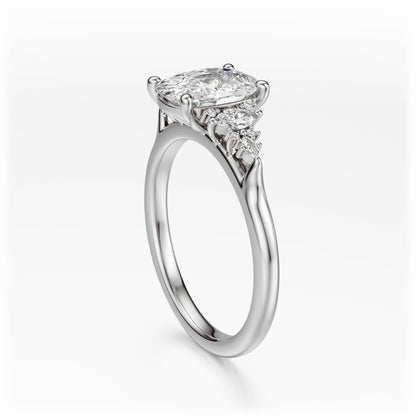 Marquise Shaped Three Stone Lab Grown Diamond Engagement Ring