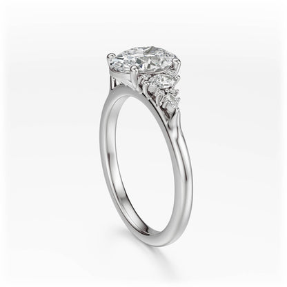 Marquise Shaped Three Stone Lab Grown Diamond Engagement Ring