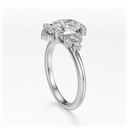 Marquise Shaped Three Stone Lab Grown Diamond Engagement Ring