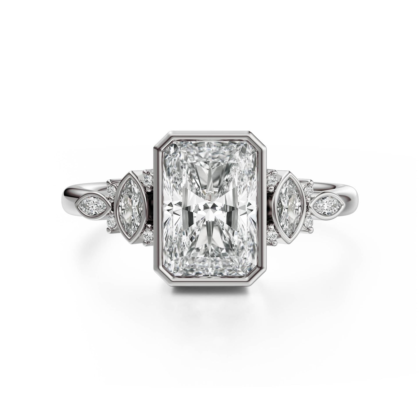 Marquise Shaped Three Stone Lab Grown Diamond Engagement Ring