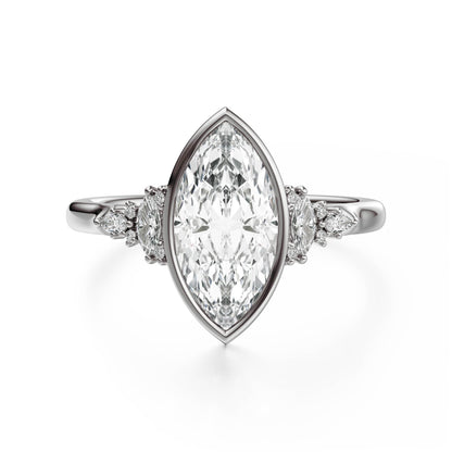 Marquise Shaped Three Stone Lab Grown Diamond Engagement Ring