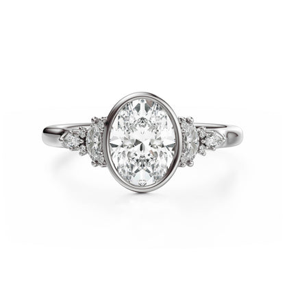 Marquise Shaped Three Stone Lab Grown Diamond Engagement Ring