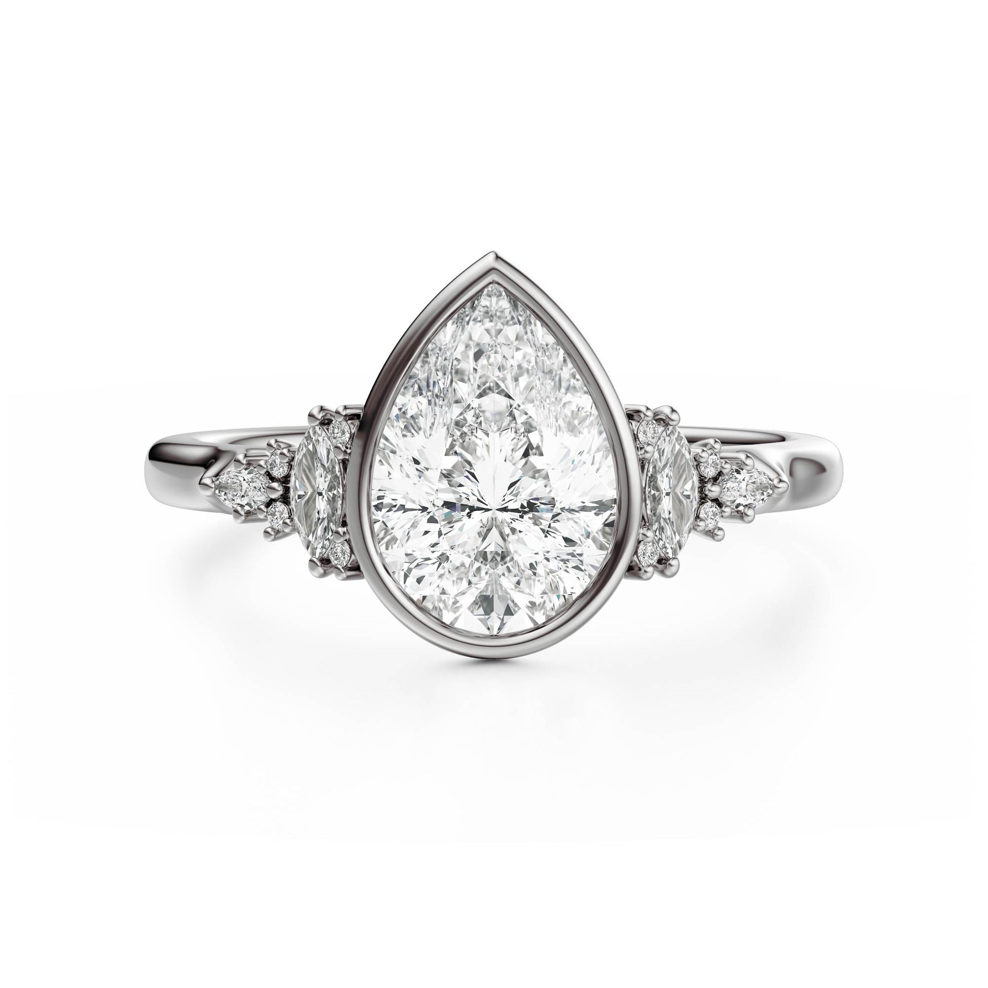 Marquise Shaped Three Stone Lab Grown Diamond Engagement Ring