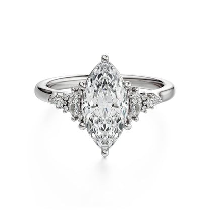 Marquise Shaped Three Stone Lab Grown Diamond Engagement Ring