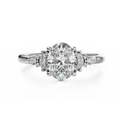 Marquise Shaped Three Stone Lab Grown Diamond Engagement Ring