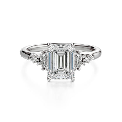 Marquise Shaped Three Stone Lab Grown Diamond Engagement Ring