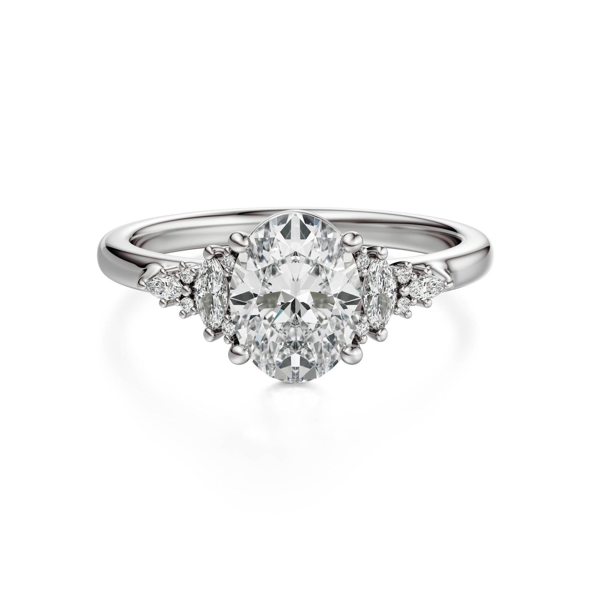 Marquise Shaped Three Stone Lab Grown Diamond Engagement Ring