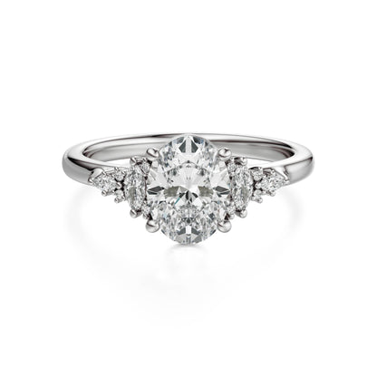 Marquise Shaped Three Stone Lab Grown Diamond Engagement Ring