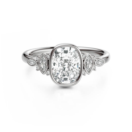Marquise Shaped Three Stone Lab Grown Diamond Engagement Ring