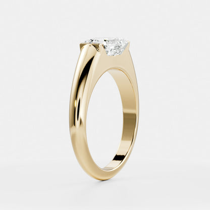 Emerald Half Bezel Signet Men's Gold Wedding Band