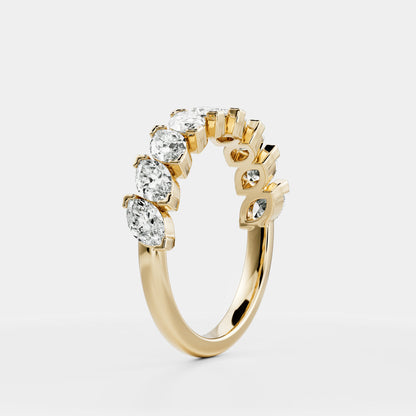 0.25 TCW Round Shaped Half Eternity Lab Grown Diamond Wedding Band