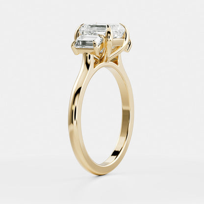 Stunning 1.5-2.5 CT Asscher Moissanite Engagement Ring with Three Stone Design