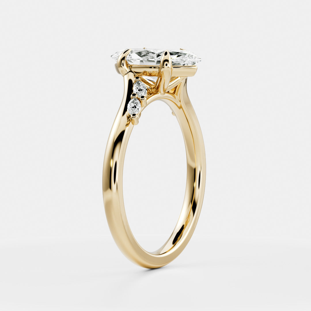 Marquise Cut Cluster Styled Lab Grown Diamond Engagement Ring
