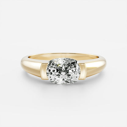 Cushion Half Bezel Signet Men's Gold Wedding Band