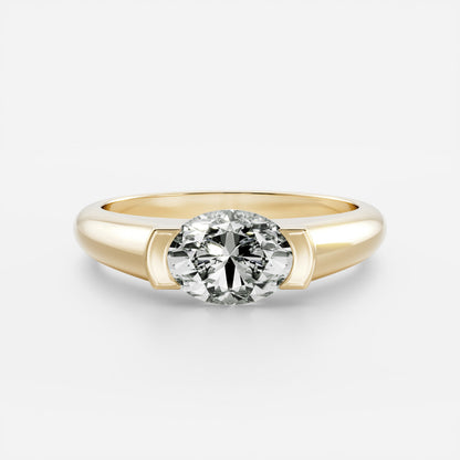 Oval Half Bezel Signet Men's Gold Wedding Band