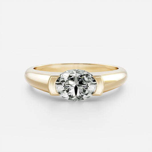 Oval Half Bezel Signet Men's Gold Wedding Band