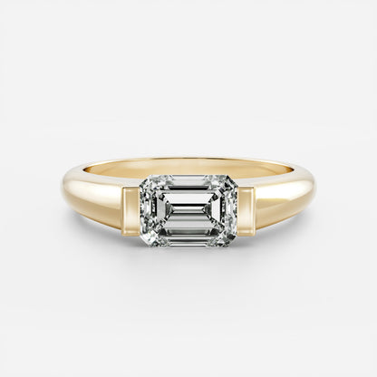 Emerald Half Bezel Signet Men's Gold Wedding Band