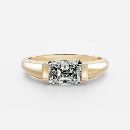 Cushion Half Bezel Signet Men's Gold Wedding Band