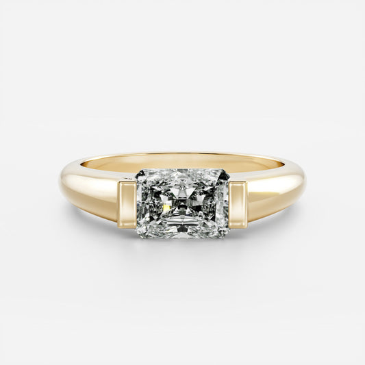 Cushion Half Bezel Signet Men's Gold Wedding Band