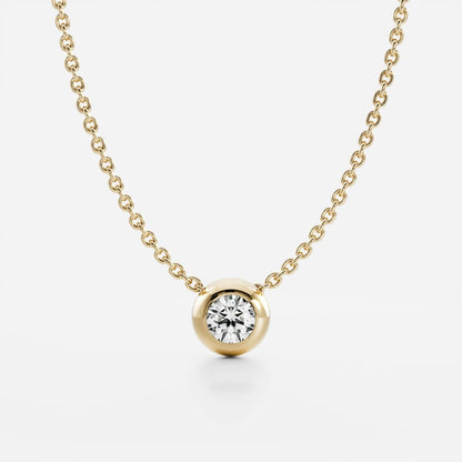 0.50 CT Round Moissanite Diamond Bezel Pendant Necklace in Solid Gold
