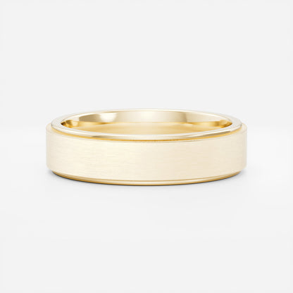 Classic Brushed Finish & Beveled Edge Wedding Band for Men's