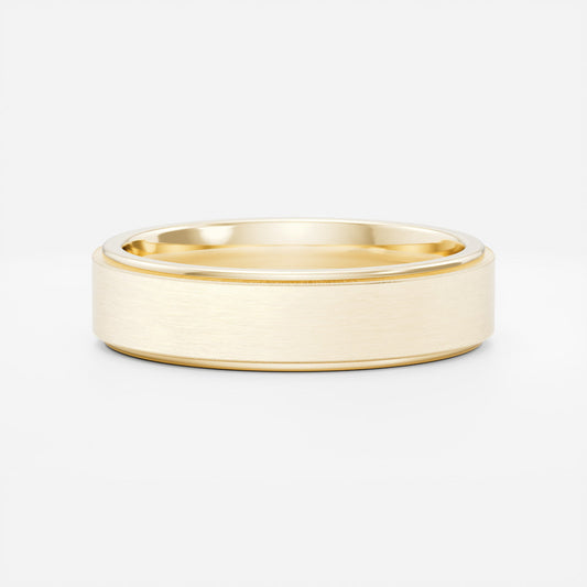 Classic Brushed Finish & Beveled Edge Wedding Band for Men's