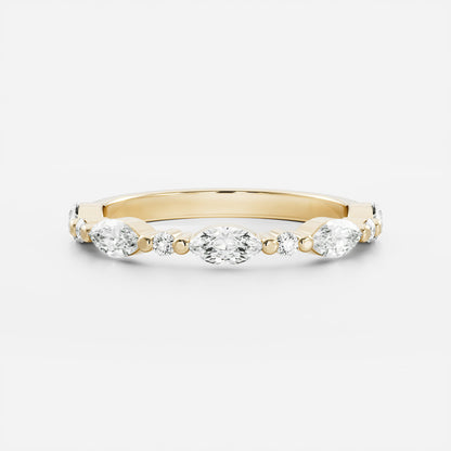 Stunning 0.20 CT Round & Marquise Moissanite Stones Alternative Diamond Wedding Bands