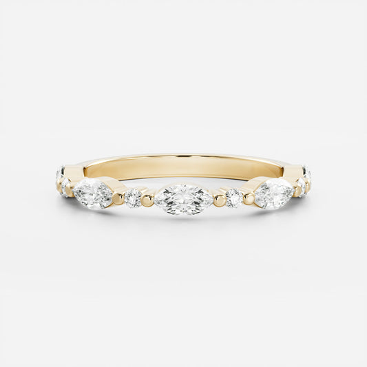 Stunning 0.20 CT Round & Marquise Moissanite Stones Alternative Diamond Wedding Bands