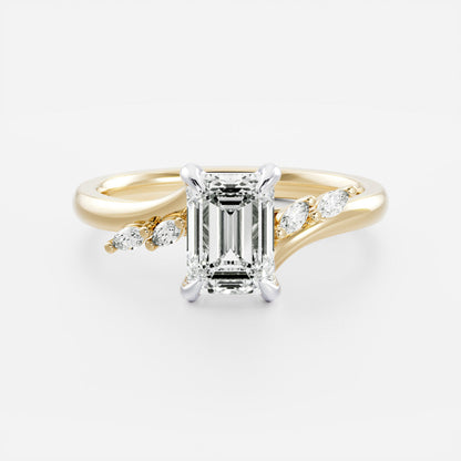 Stunning 1.0-3.0 CT Emerald Moissanite Engagement Ring with Cluster Design