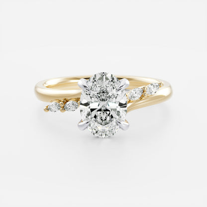 Stunning 1.0-2.0 CT Oval Moissanite Engagement Ring with Cluster Design