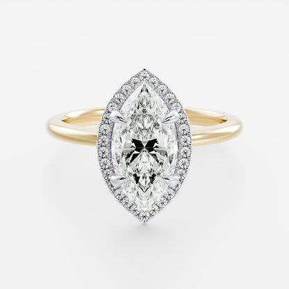 Stunning 1.5-2.5 CT Marquise Moissanite Engagement Ring with Halo Design