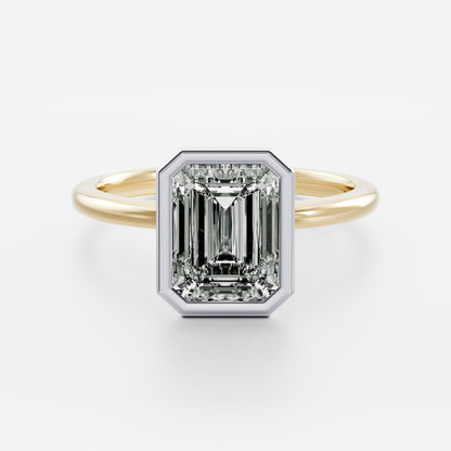 Stunning 1.0-2.0 CT Emerald Moissanite Engagement Ring with Bezel Design
